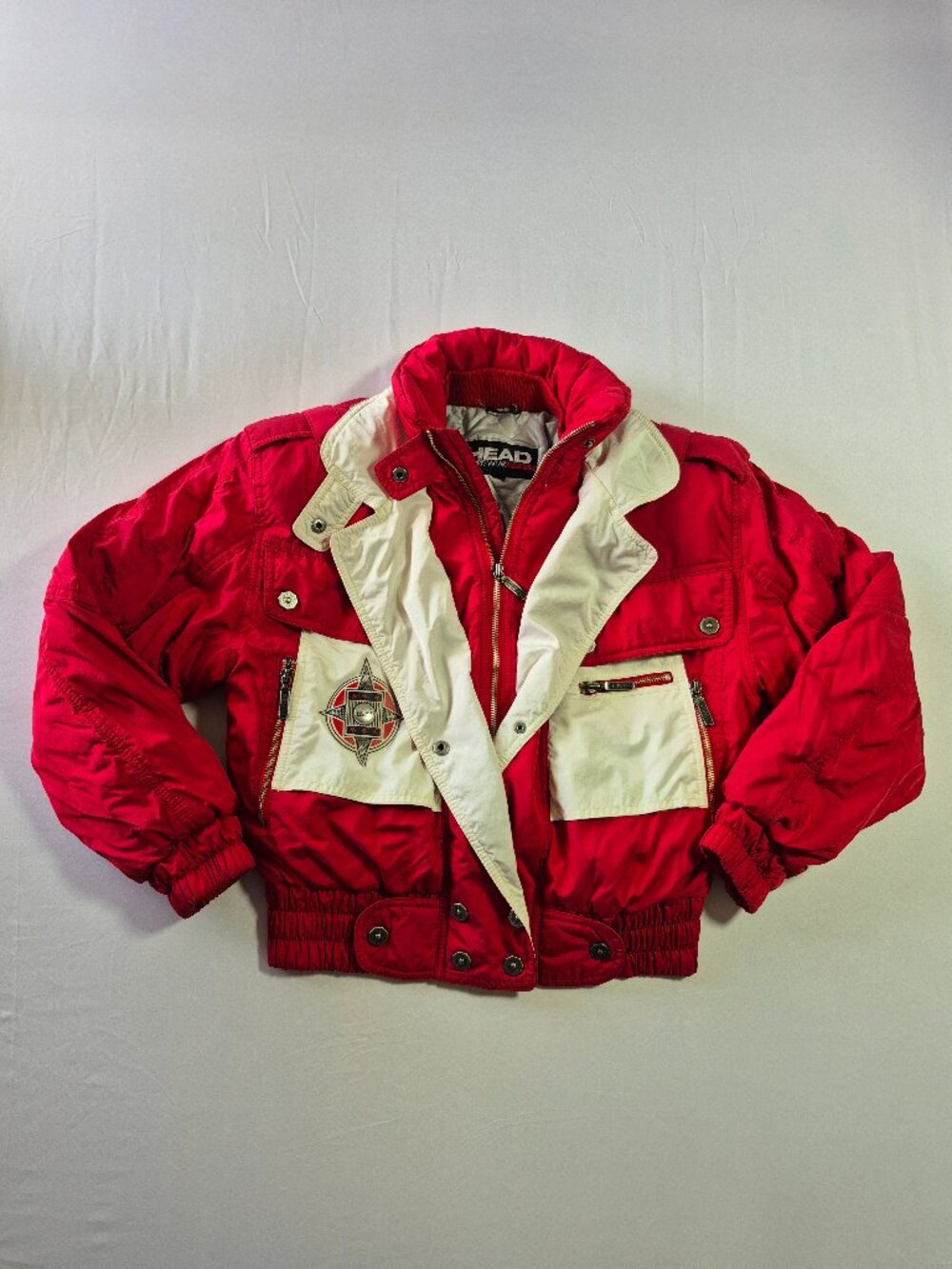 Vintage HEAD Sportswear Red White SKi Jacket Ladies 4 Made Hong Kong Retro Coat